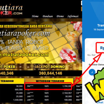 Bukti Withdraw ( 1,785,000,-) Member Setia Mutiarapoker