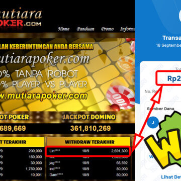 Bukti Withdraw ( 2,691,300,-) Member Setia Mutiarapoker