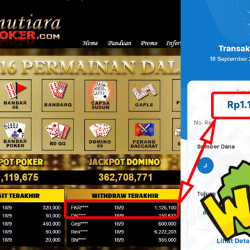 Bukti Withdraw ( 1,126,100,-) Member Setia Mutiarapoker