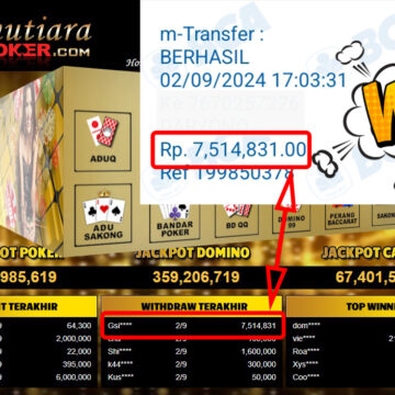 Bukti Withdraw ( 7,514,831,-) Member Setia Mutiarapoker