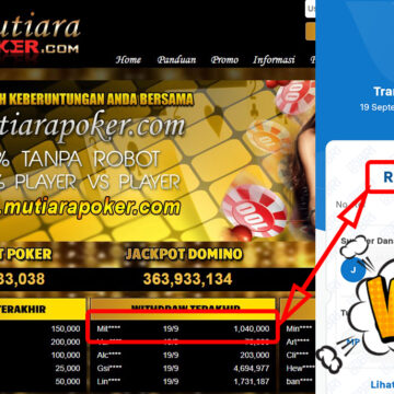 Bukti Withdraw ( 1,040,000,-) Member Setia Mutiarapoker