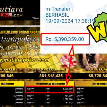 Bukti Withdraw ( 5,390,359,-) Member Setia Mutiarapoker