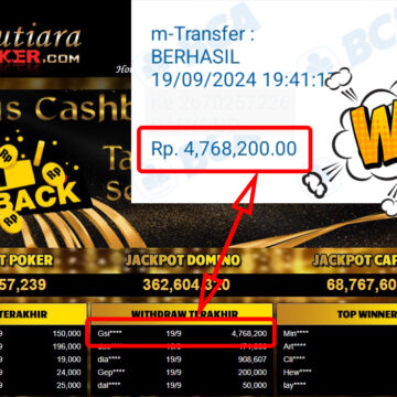 Bukti Withdraw ( 4,768,200,-) Member Setia Mutiarapoker