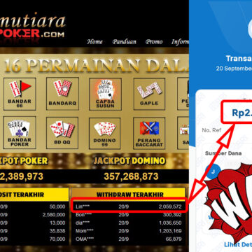 Bukti Withdraw ( 2,059,572,-) Member Setia Mutiarapoker