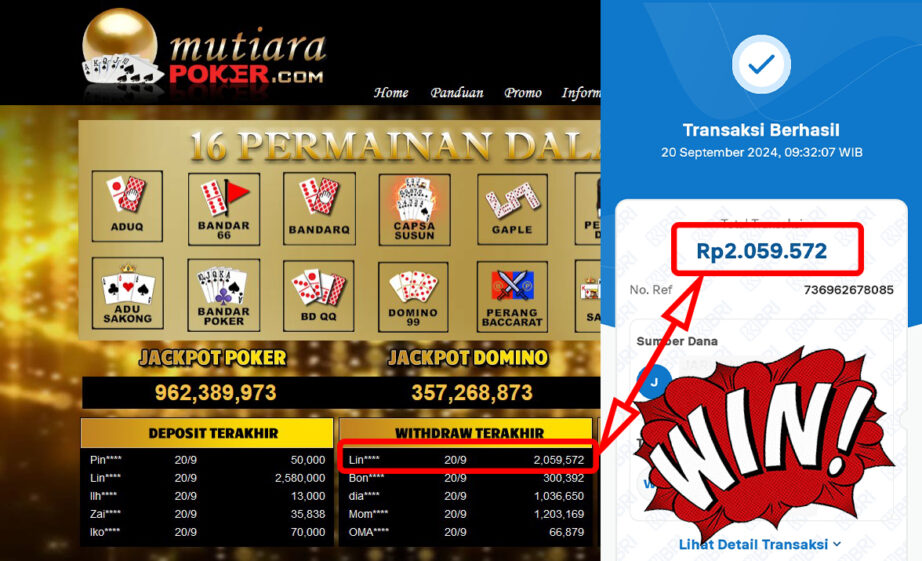 Bukti Withdraw ( 2,059,572,-) Member Setia Mutiarapoker