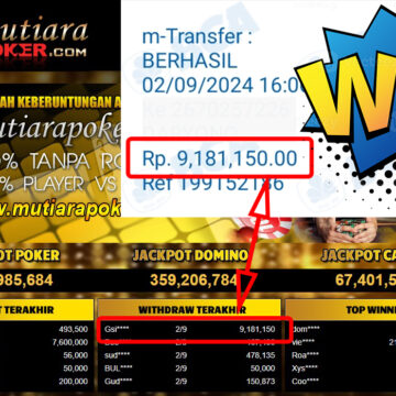 Bukti Withdraw ( 9,181,150,-) Member Setia Mutiarapoker