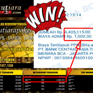 Bukti Withdraw ( 4,406,115,-) Member Setia Mutiarapoker