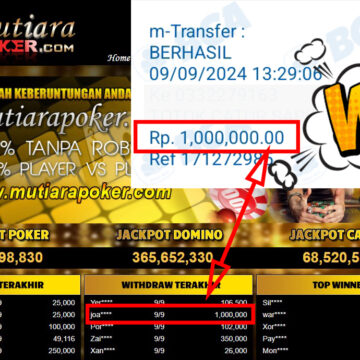 Bukti Withdraw ( 1,000,000,-) Member Setia Mutiarapoker