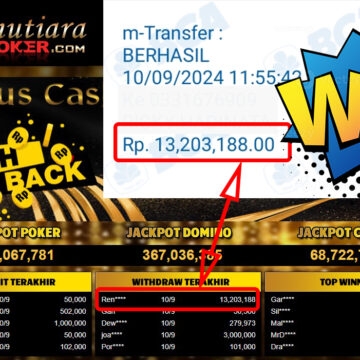 Bukti Withdraw ( 13,203,188,-) Member Setia Mutiarapoker