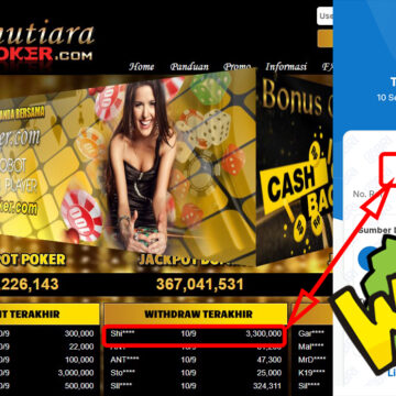 Bukti Withdraw ( 3,300,000,-) Member Setia Mutiarapoker