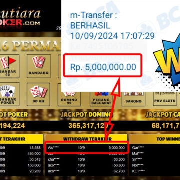 Bukti Withdraw ( 5,000,000,-) Member Setia Mutiarapoker