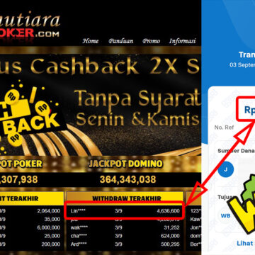 Bukti Withdraw ( 4,636,600,-) Member Setia Mutiarapoker