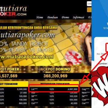 Bukti Withdraw ( 4,087,000,-) Member Setia Mutiarapoker