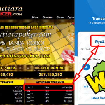 Bukti Withdraw ( 4,726,550,-) Member Setia Mutiarapoker