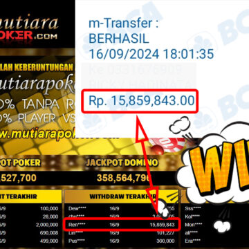 Bukti Withdraw ( 15,859,843,-) Member Setia Mutiarapoker