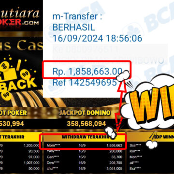 Bukti Withdraw ( 1,858,663,-) Member Setia Mutiarapoker