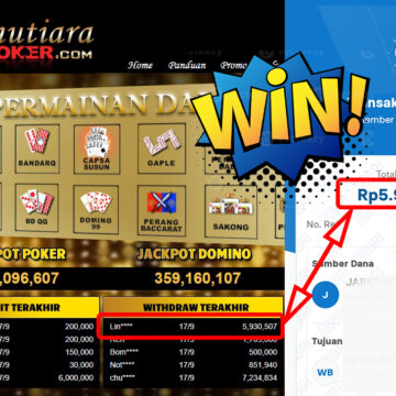 Bukti Withdraw ( 5,930,507,-) Member Setia Mutiarapoker