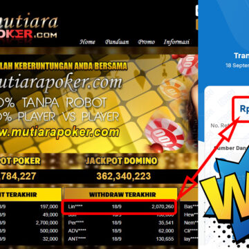 Bukti Withdraw ( 2,070,260,-) Member Setia Mutiarapoker