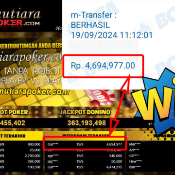 Bukti Withdraw ( 4,694,977,-) Member Setia Mutiarapoker