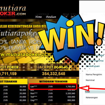 Bukti Withdraw ( 1,700,000,-) Member Setia Mutiarapoker