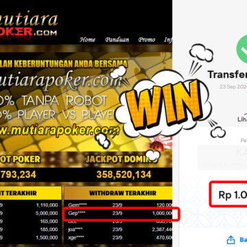 Bukti Withdraw ( 1,000,000,-) Member Setia Mutiarapoker