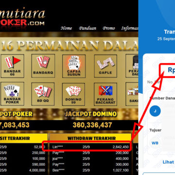 Bukti Withdraw ( 2,842,450,-) Member Setia Mutiarapoker