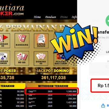 Bukti Withdraw ( 1,500,000,-) Member Setia Mutiarapoker