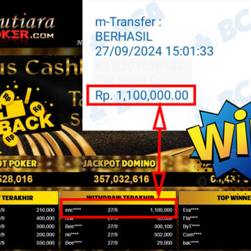 Bukti Withdraw ( 1,100,000,-) Member Setia Mutiarapoker