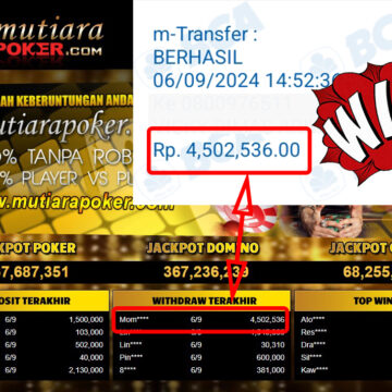 Bukti Withdraw ( 4,502,536,-) Member Setia Mutiarapoker