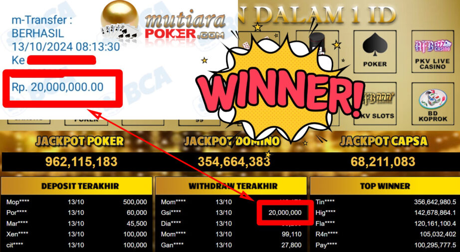 Bukti Withdraw ( 20.000.000,-) Member Setia Mutiarapoker