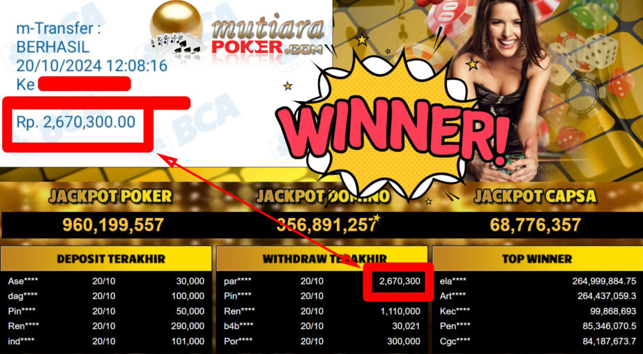 Bukti Withdraw ( 2.670.300,-) Member Setia Mutiarapoker