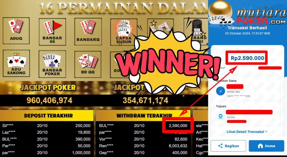 Bukti Withdraw ( 2.590.000,-) Member Setia Mutiarapoker