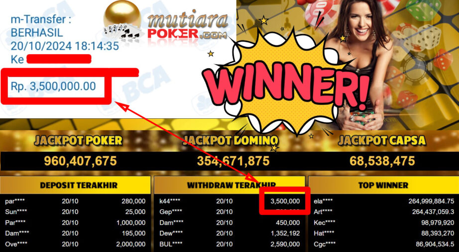 Bukti Withdraw ( 3.500.000,-) Member Setia Mutiarapoker