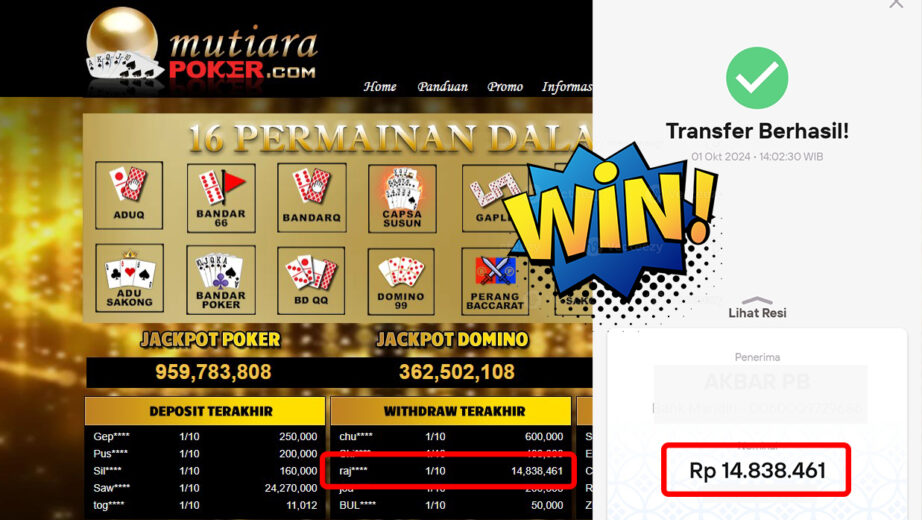 Bukti Withdraw ( 14,838,461,-) Member Setia Mutiar