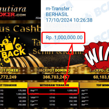 Bukti Withdraw ( 1,000,000,-) Member Setia Mutiarapoker