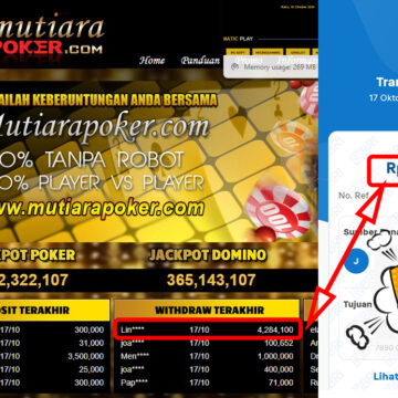 Bukti Withdraw ( 4,284,100,-) Member Setia Mutiarapoker