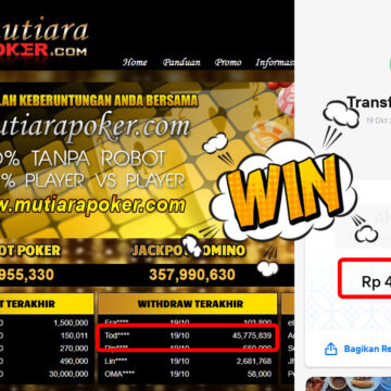 Bukti Withdraw ( 45,775,839,-) Member Setia Mutiarapoker