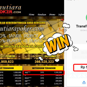 Bukti Withdraw ( 1,916,200,-) Member Setia Mutiarapoker