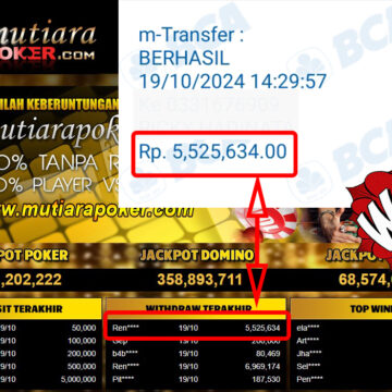 Bukti Withdraw ( 5,525,634,-) Member Setia Mutiarapoker