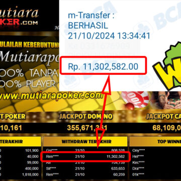 Bukti Withdraw ( 11,302,582,-) Member Setia Mutiarapoker