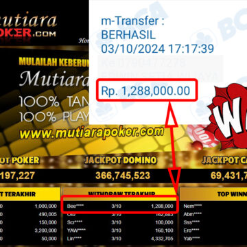 Bukti Withdraw ( 1,288,000,-) Member Setia Mutiarapoker