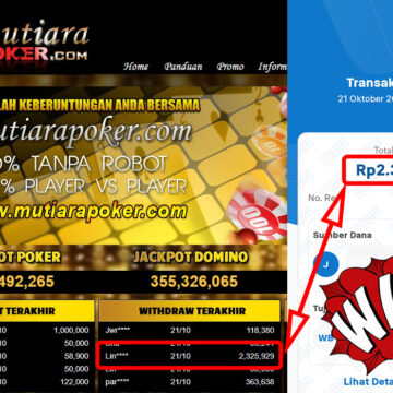 Bukti Withdraw ( 2,325,929,-) Member Setia Mutiarapoker