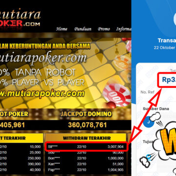 Bukti Withdraw ( 3,007,904,-) Member Setia Mutiarapoker