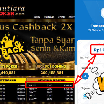 Bukti Withdraw ( 1,016,000,-) Member Setia Mutiarapoker