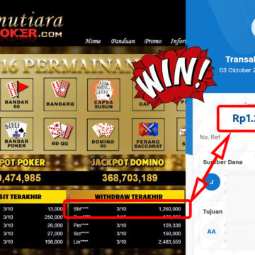 Bukti Withdraw ( 1,260,000,-) Member Setia Mutiarapoker