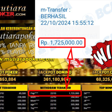 Bukti Withdraw ( 1,725,000,-) Member Setia Mutiarapoker