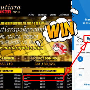 Bukti Withdraw ( 2,746,002,-) Member Setia Mutiarapoker