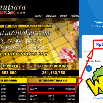 Bukti Withdraw ( 2,608,680,-) Member Setia Mutiarapoker