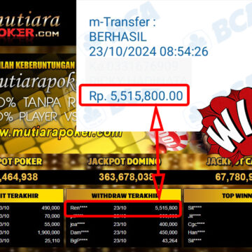 Bukti Withdraw ( 5,515,800,-) Member Setia Mutiarapoker