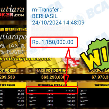 Bukti Withdraw ( 1,150,000,-) Member Setia Mutiarapoker